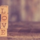 Wooden blocks that spell out love
